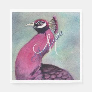 HOT PINK PEACOCK MONOGRAM PARTY SERVET