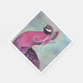 HOT PINK PEACOCK MONOGRAM PARTY SERVET (Hoek)