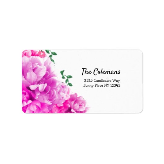 Hot Pink Peony Swag Address Label (Voorkant)