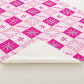 Hot Pink Peppermints & Snowflakes Jouw naam toevoe Sherpa Deken (3/4)