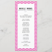 Hot Pink Perfect Chevron / Zig Zag Wedding Program Programmakaart (Achterkant)