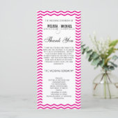 Hot Pink Perfect Chevron / Zig Zag Wedding Program Programmakaart (Staand voorkant)