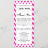 Hot Pink Perfect Chevron / Zig Zag Wedding Program Programmakaart (Voorkant)