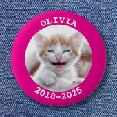 Hot Pink Pet Foto Memorial Ronde Button 5,7 Cm