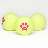 Hot Pink Pet Paw Afdrukken Gepersonaliseerde naam  Tennisballen (Multi)
