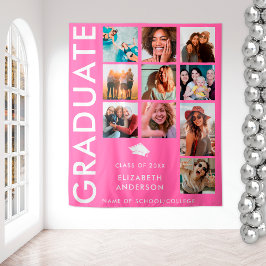 Hot Pink Photo Achtergrond voor Graduation Party Wandkleed