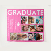 Hot Pink Photo Achtergrond voor Graduation Party Wandkleed (Voorkant (horizontaal))
