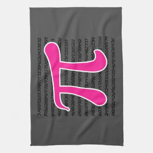 Hot Pink Pi-symbool Theedoek (Verticaal)