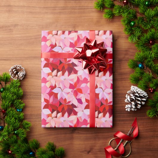 Hot Pink Poinsettia Vakantie Kerstmis Cadeaupapier (Feestdagen Geschenken)
