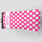 Hot Pink polka dot golf head cover custom name (Voorkant)