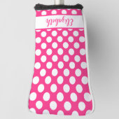 Hot Pink polka dot golf head cover custom name (Draai 90)