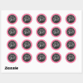 Hot Pink Polka Dots;  krijtbord Ronde Sticker (Vel)