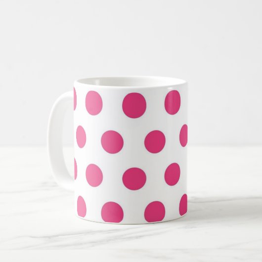  Hot Pink Polka Dots Pattern Coffee Mok (Voorkant links)