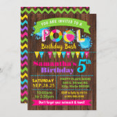 Hot Pink Pool verjaardagsfeest zomer Kaart (Voorkant / Achterkant)