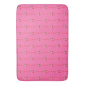 Hot Pink Pop Art Berry Cherry strepen Badmat (Voorkant Verticaal)