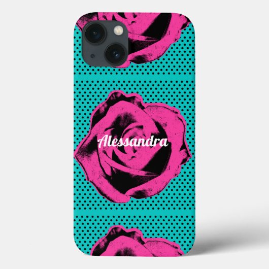 Hot Pink Pop-Art Rozen Retro Rockabilly Case-Mate iPhone Case (Achterkant)