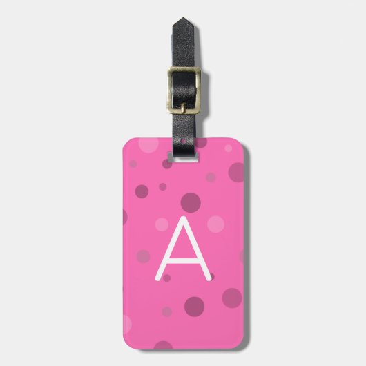 Hot Pink Pop Stippen Bagagelabel (Voorkant verticaal)