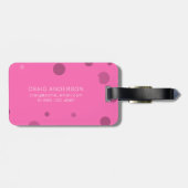 Hot Pink Pop Stippen Bagagelabel (Achterkant horizontaal)