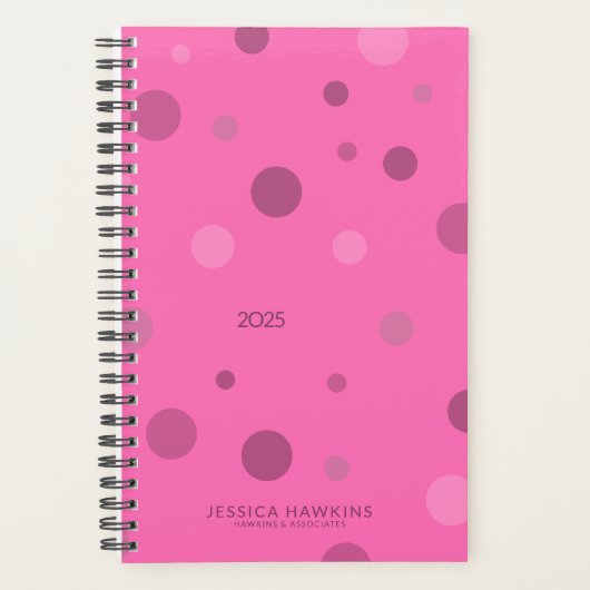 Hot Pink Pop Stippen Jaar Wekelijks Planner (Voorkant)