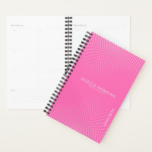 Hot Pink Pop Stippen Jaar Wekelijks Planner (Display)