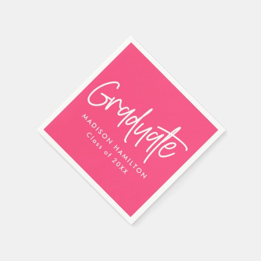 Hot pink | Preppy Script-Afstuderen Servet (Hoek)