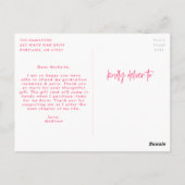 Hot Pink Preppy Script Photo Afstuderen Hartelijk  Briefkaart (Achterkant)
