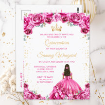 Hot Pink Princess Floral Quinceañera