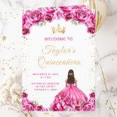 Hot Pink Princess Floral Quinceañera Programma