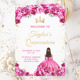 Hot Pink Princess Floral Quinceañera Programma