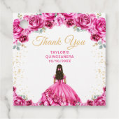 Hot Pink Princess Quinceañera Bedankt Bedankjes Labels (Voorkant)