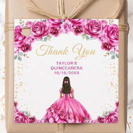 Hot Pink Princess Quinceañera Bedankt Bedankjes Labels