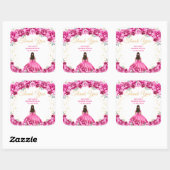 Hot Pink Princess Quinceañera Bedankt Vierkante Sticker (Vel)