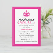 Hot Pink Princess - Sweet 16 Uitnodiging (Staand voorkant)