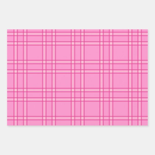 Hot Pink Pset Tartan Inpakpapier Vel (Voorkant 3)