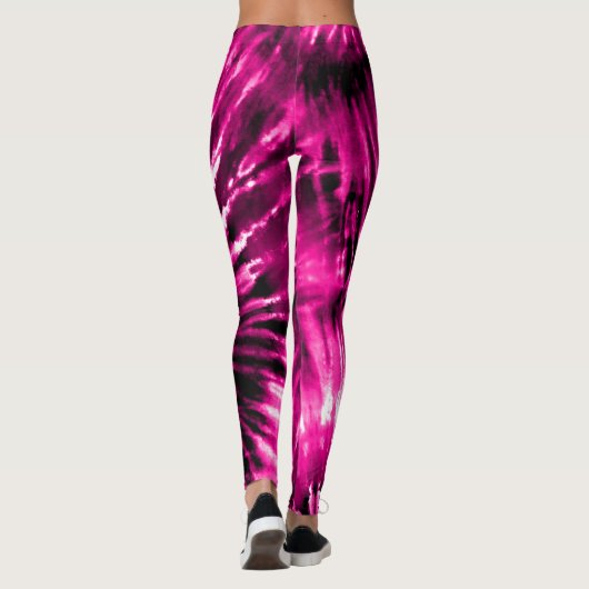Hot Pink Psychedelic Starburst Tie Dye Leggings (Achterkant)
