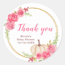 Hot Pink Pumpkins Baby shower Bedankt Ronde Sticker