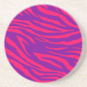 Hot Pink Purpl Zebra Print Dierenpatroon Onderzett Zandsteen Onderzetter (Voorkant)