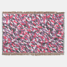 Hot pink, purple and black camo abstract deken