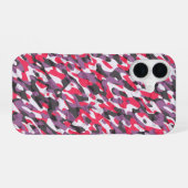 Hot pink, purple and black camo abstract iPhone 16 hoesje (Achterkant horizontaal)