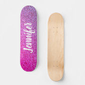 Hot Pink Purple Schabre Faux Glitter Personalized Persoonlijk Skateboard (Voorkant)
