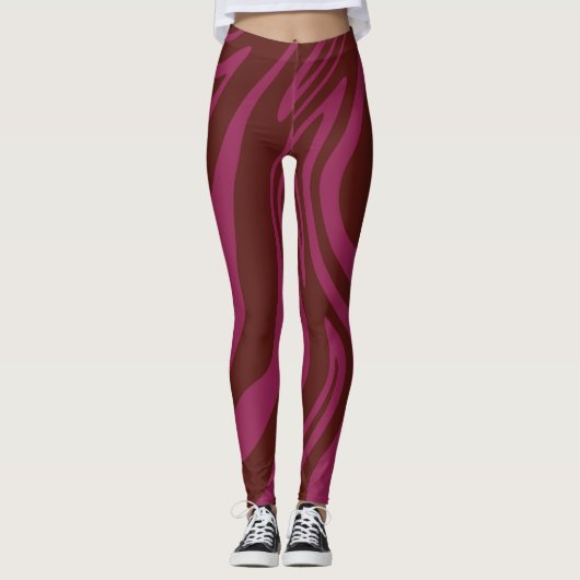 Hot pink &purple zebra print pattern leggings (Voorkant)