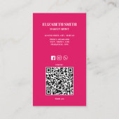 Hot Pink &QR Code Make-up Artist Visitekaartje (Achterkant)