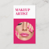Hot Pink &QR Code Make-up Artist Visitekaartje (Voorkant)