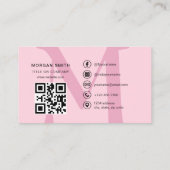 Hot Pink QR Code Script Girly Monogram Naam Visitekaartje (Achterkant)