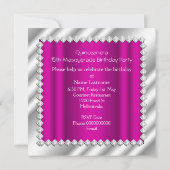 Hot Pink Quinceanera 15e Masquerade Party Kaart (Achterkant)