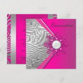 Hot Pink Quinceanera 15e verjaardag Kaart (Voorkant / Achterkant)