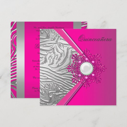 Hot Pink Quinceanera 15e verjaardag Kaart (Voorkant / Achterkant)