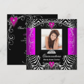 Hot Pink Quinceanera 15e verjaardag Zebra Foto Kaart (Voorkant / Achterkant)