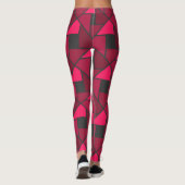 Hot Pink Raspberry Red Geometric Yoga Pants Leggings (Achterkant)