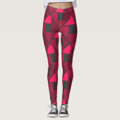 Hot Pink Raspberry Red Geometric Yoga Pants Leggings (Voorkant)